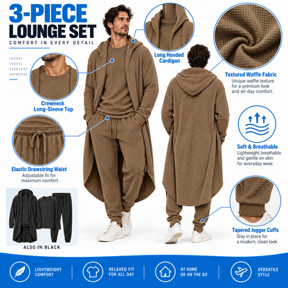 🌍Men's Minimalist 3-Piece Waffle Knit Loungewear Set