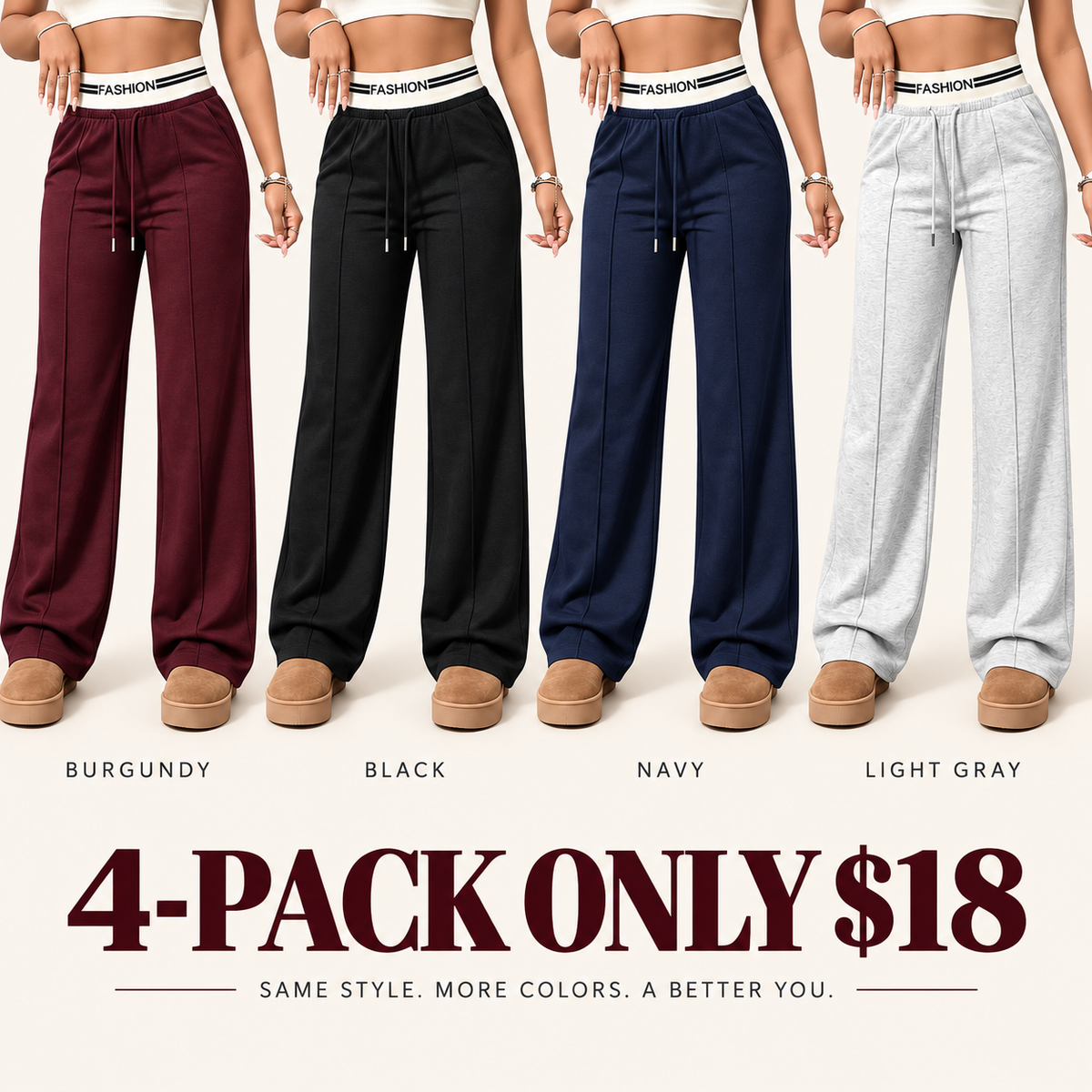 Women's Contrast Waistband Wide Leg Sweatpants, Soho Chic Casual Loose Trousers, Spring Autumn Daily Commute Shopping Fashion Bottoms