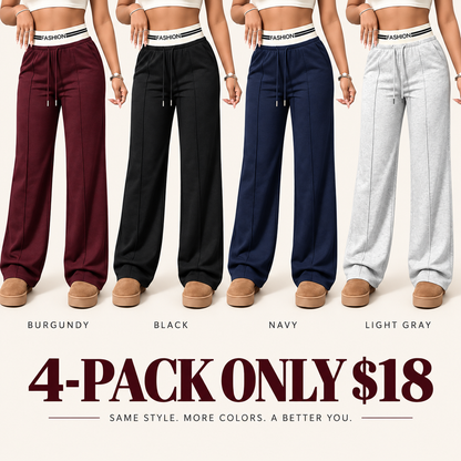 Women's Contrast Waistband Wide Leg Sweatpants, Soho Chic Casual Loose Trousers, Spring Autumn Daily Commute Shopping Fashion Bottoms