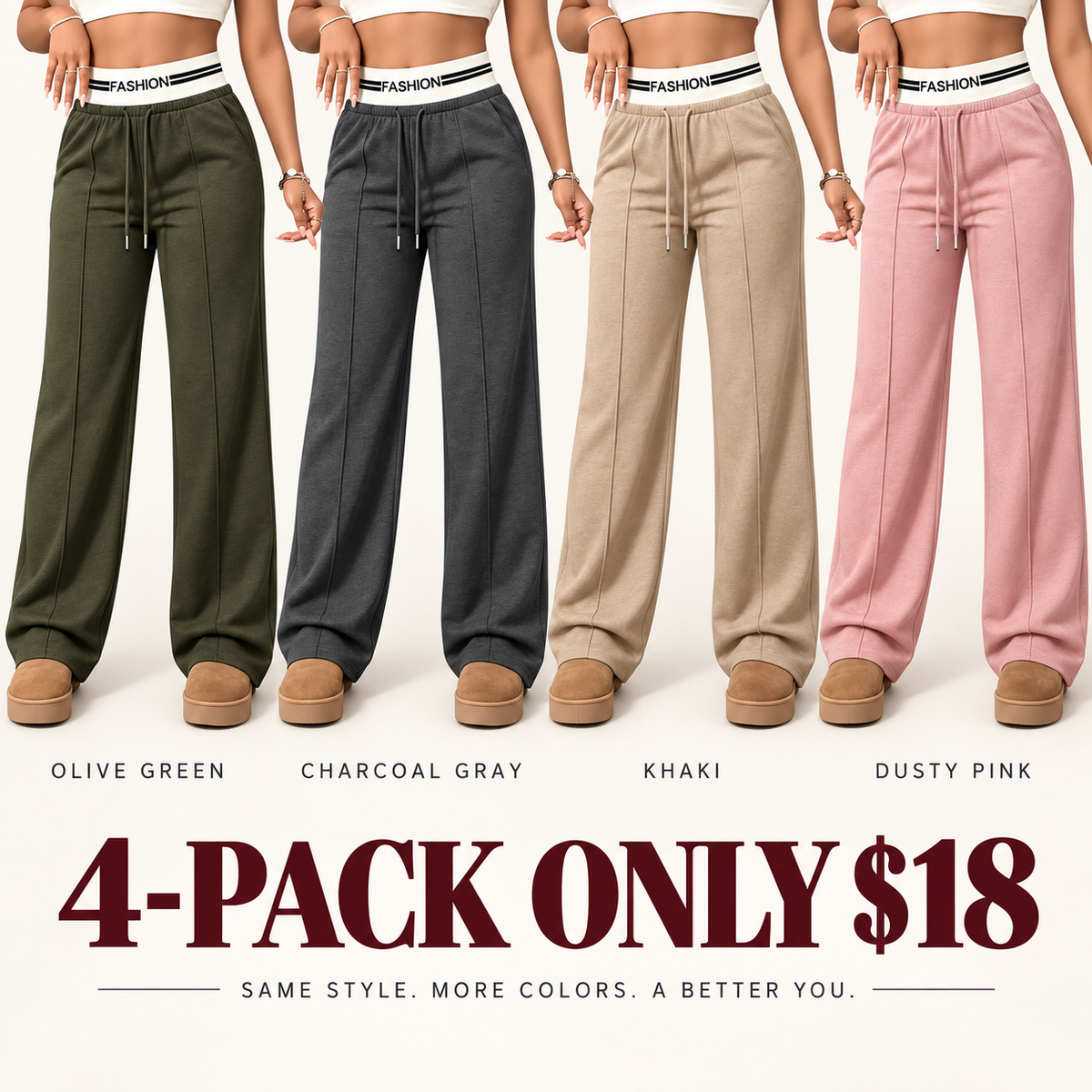 Women's Contrast Waistband Wide Leg Sweatpants, Soho Chic Casual Loose Trousers, Spring Autumn Daily Commute Shopping Fashion Bottoms