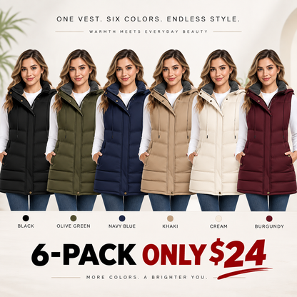 Women's Sherpa Fleece Lined Puffer Vest, Removable Hood Sleeveless Quilted Gilet, Lightweight Insulated Casual Winter Outerwear