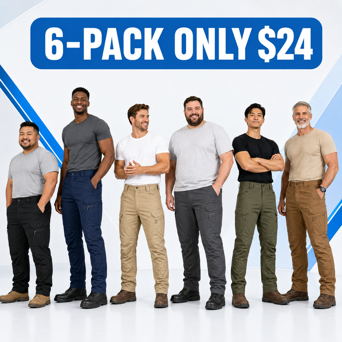 Men's Stretch Tactical Cargo Work Pants Multi-Pack