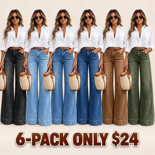 Women's High Waist Elastic Jeans, Casual Loose Fit Plain Unlined Denim Pants, Slimming Comfort Versatile All-Season Daily Trousers