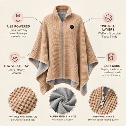 🎃 Halloween Special｜Unisex Wearable Heated Shawl 🔥 3 Heat Levels | Cozy Thermal Wrap for Men & Women