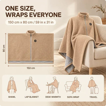 🎃 Halloween Special｜Unisex Wearable Heated Shawl 🔥 3 Heat Levels | Cozy Thermal Wrap for Men & Women