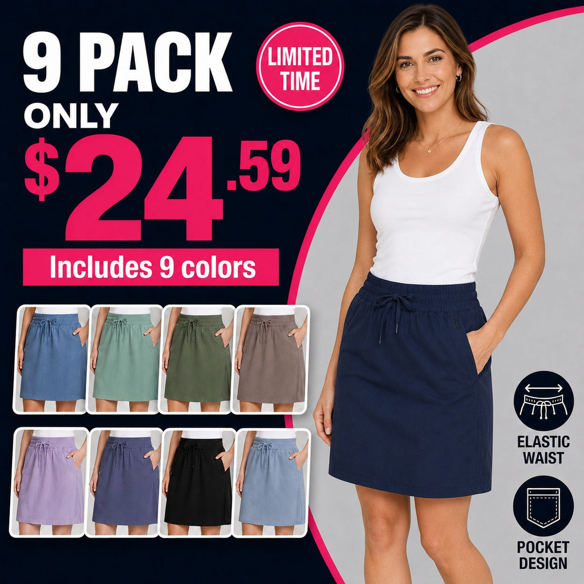 Final Sales⚡ Women's Casual Versatile Skort with Pockets