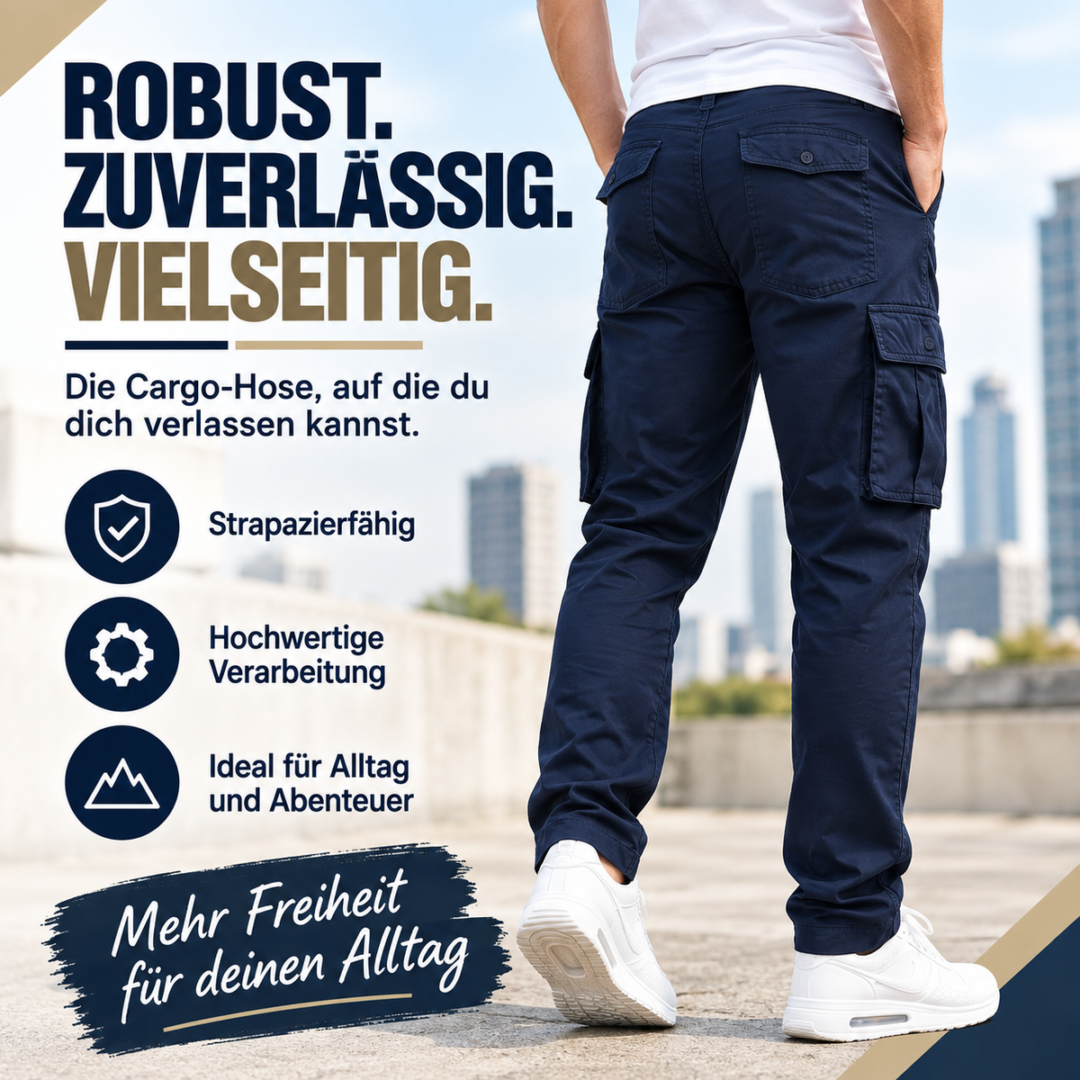 Herren Flex-Stretch Baumwoll-Cargohosen