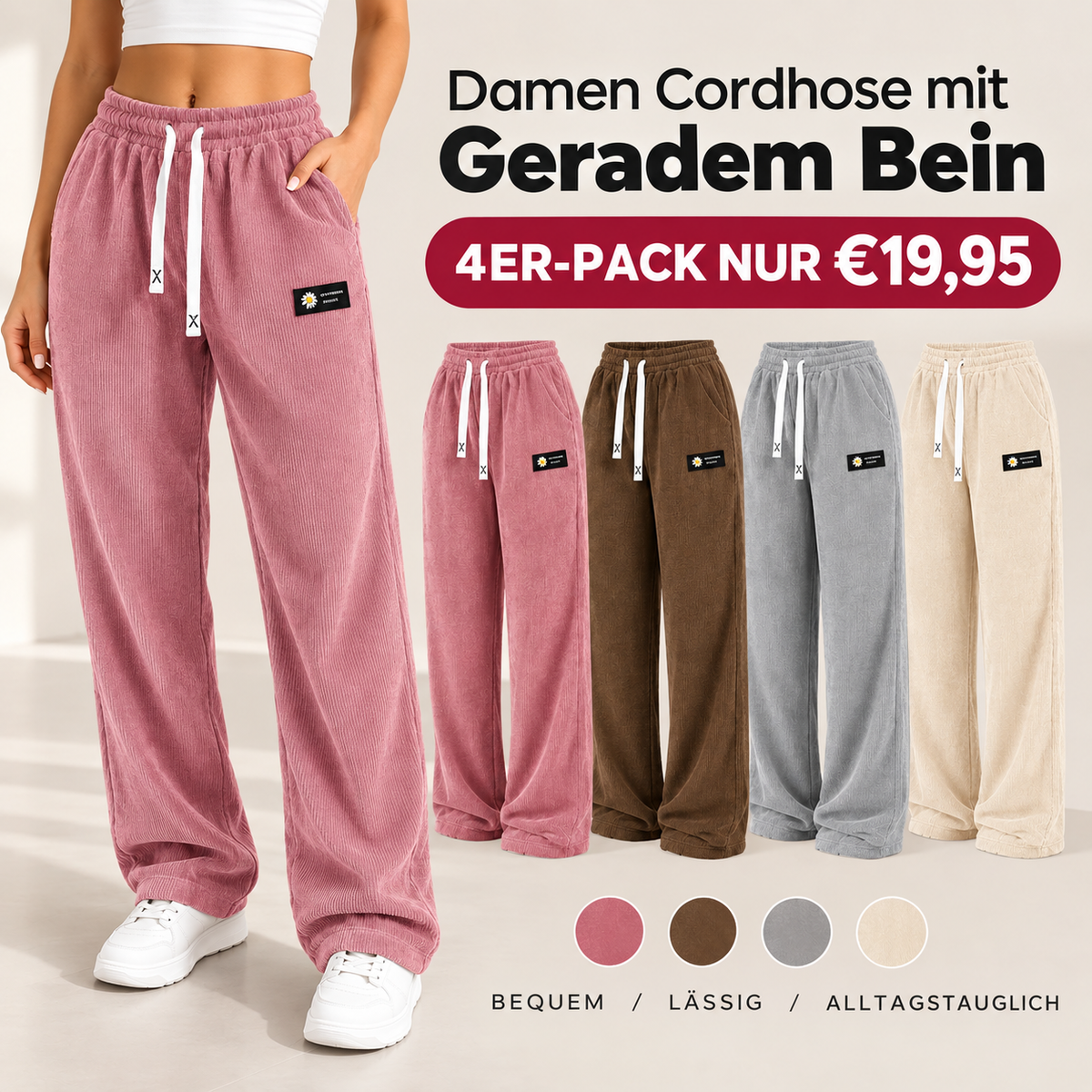 LAST DAY SALEWomen's Solid Straight Leg Corduroy Bottoms