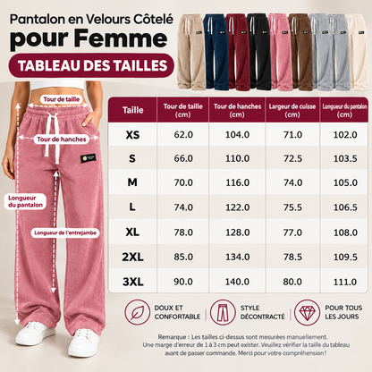 🏆  Einfarbige Damen-Cordhose mit geradem Bein