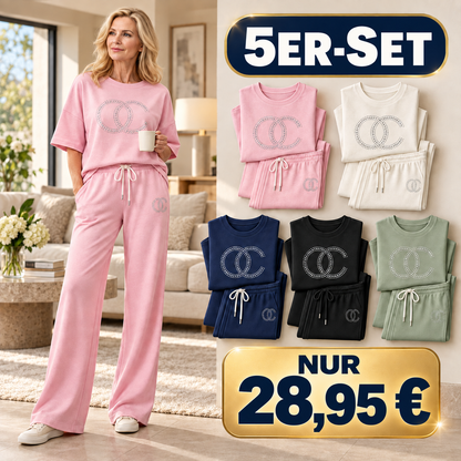 Damen-Freizeitset mit Strassdetails – Shirt & Hose, 2-teilig