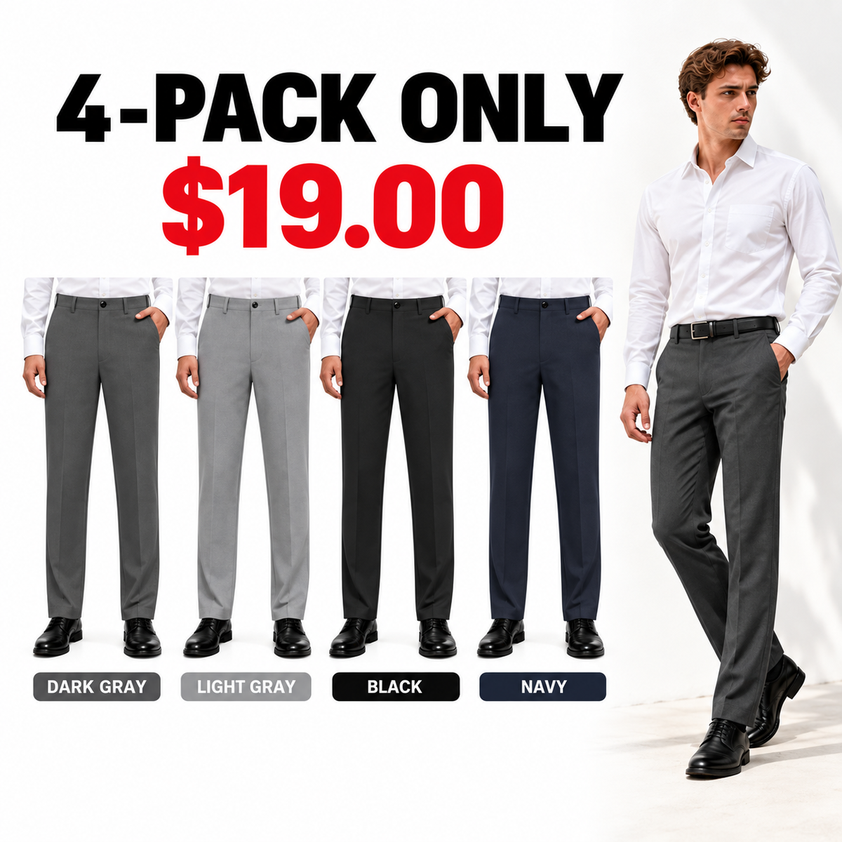 Men's Stretch Dress Pants — Wrinkle-Free Golf Trousers