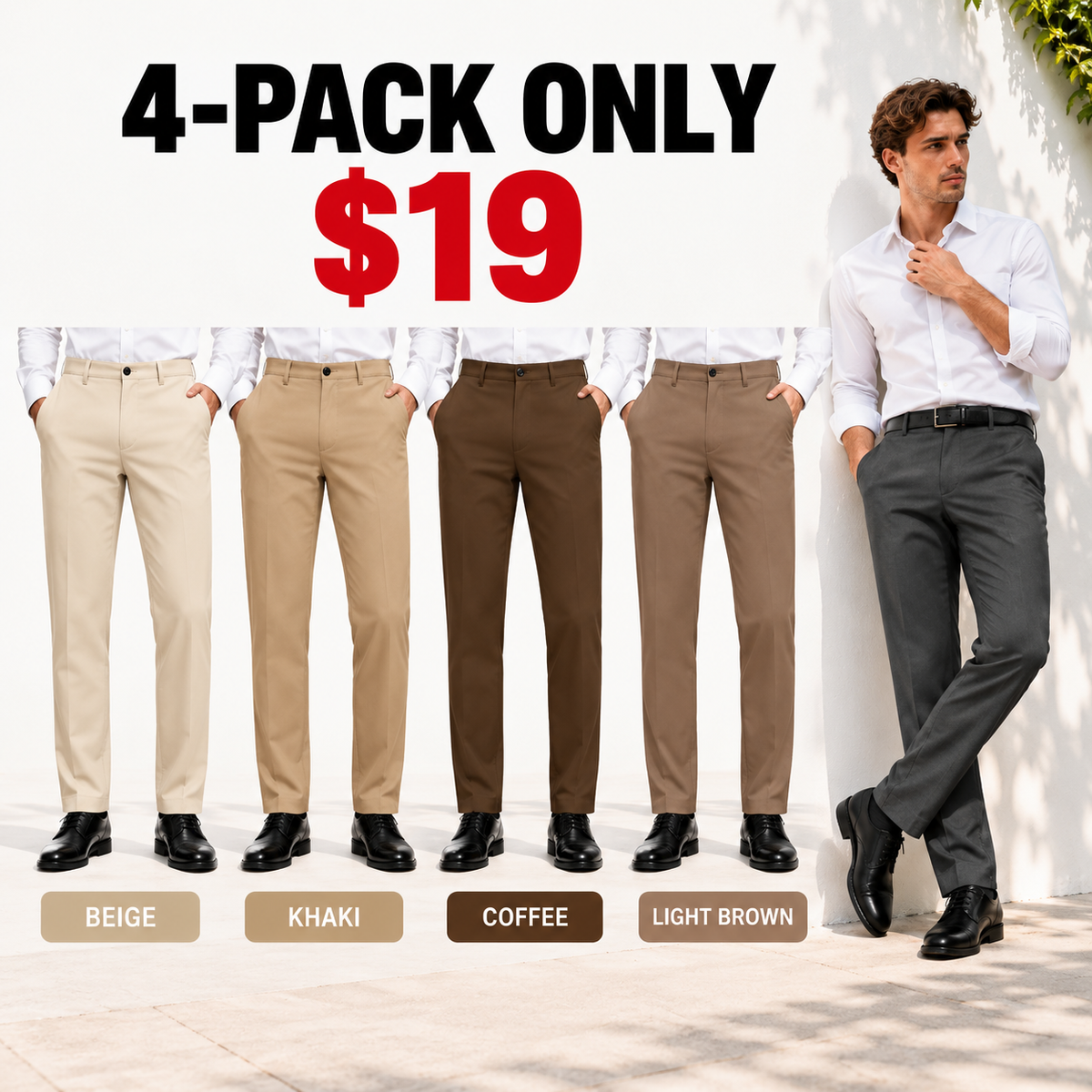 Men's Stretch Dress Pants — Wrinkle-Free Golf Trousers