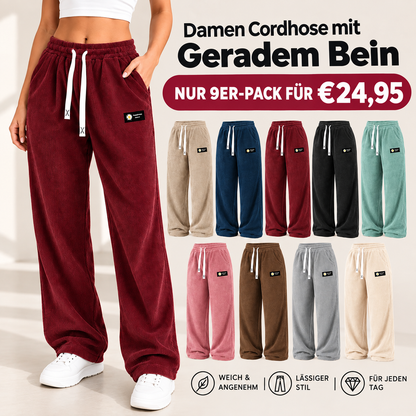 🔥Bestseller 🏆 Einfarbige Cordhose für Damen mit geradem Bein