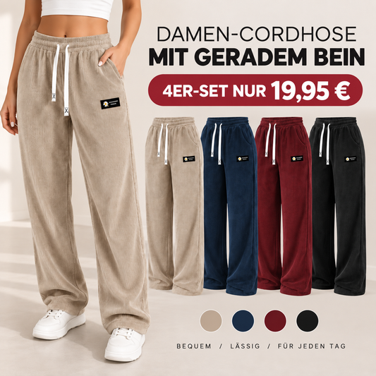 🏆Nur heute im Angebot: Damen-Cordhose mit geradem Bein aus 100 % Baumwolle