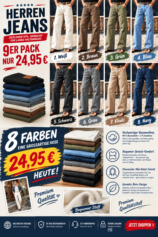 🔥 LETZTER VERKAUFSTAG – Gerade geschnittene Hose mit Ziernähten, aufgesetzten Taschen und mittelhohem Bund