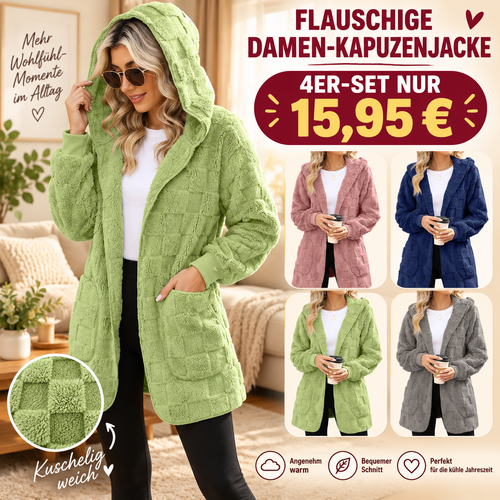 🧸 50 % RABATT – Damen Flauschige Karierte Strickjacke | Kuscheliger Komfort trifft auf zeitlosen Herbststil 🍂
