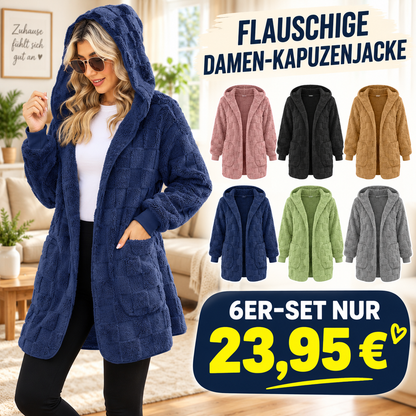 🧸 50 % RABATT – Damen Flauschige Karierte Strickjacke | Kuscheliger Komfort trifft auf zeitlosen Herbststil 🍂