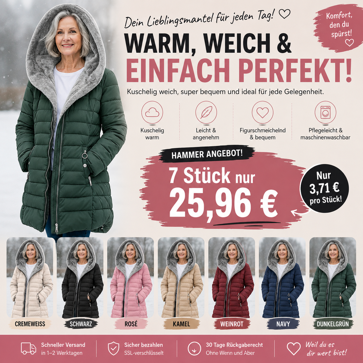 Steppmantel mit Fleecefutter