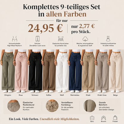 🔥Damenhose mit hoher Taille und geradem Bein – Vordernaht & elastischer Bund hinten – Vielseitig, bequem & perfekt fürs Büro oder die Freizeit