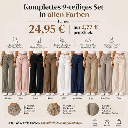🔥Damenhose mit hoher Taille und geradem Bein – Vordernaht & elastischer Bund hinten – Vielseitig, bequem & perfekt fürs Büro oder die Freizeit