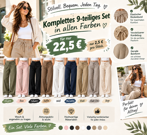 Hoch taillierte Damenhose mit geradem Bein, Straight Fit Stoffhose für Büro & Freizeit