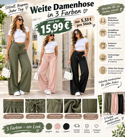 Hoch taillierte Damenhose mit geradem Bein, Straight Fit Stoffhose für Büro & Freizeit
