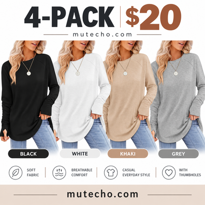 Women's Long Sleeve Tunic Top with Thumb Holes – mutecho