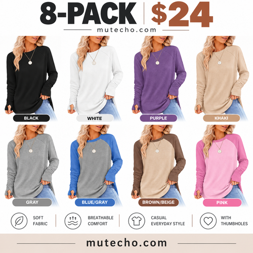 Women's Long Sleeve Tunic Top with Thumb Holes – mutecho