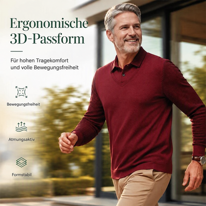 Herren-Langarmshirt im 2-in-1-Look mit Polokragen