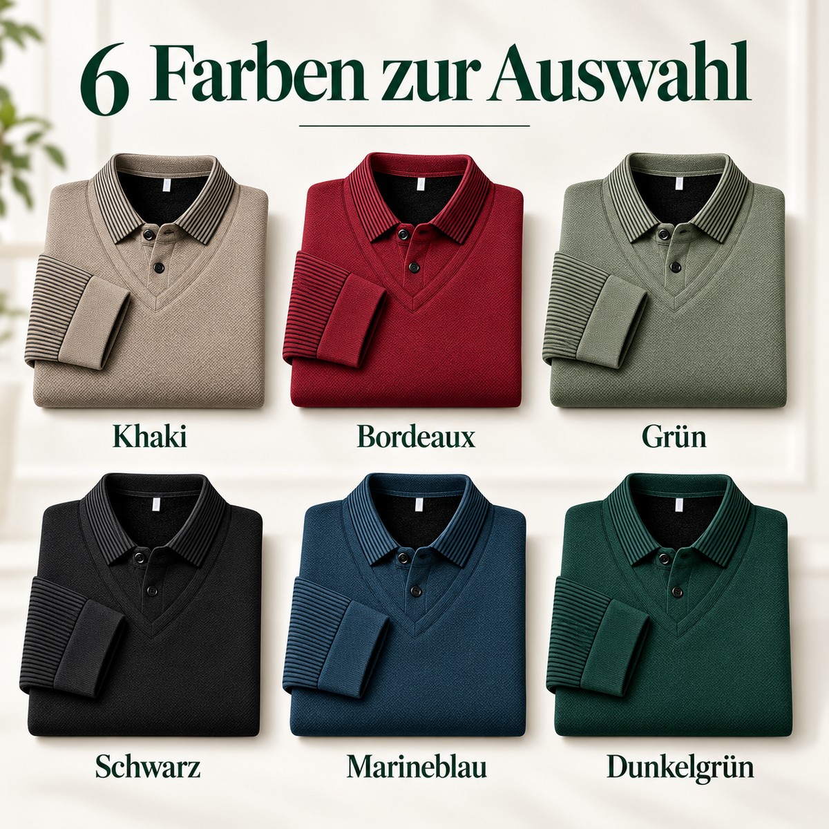 Herren-Langarmshirt im 2-in-1-Look mit Polokragen