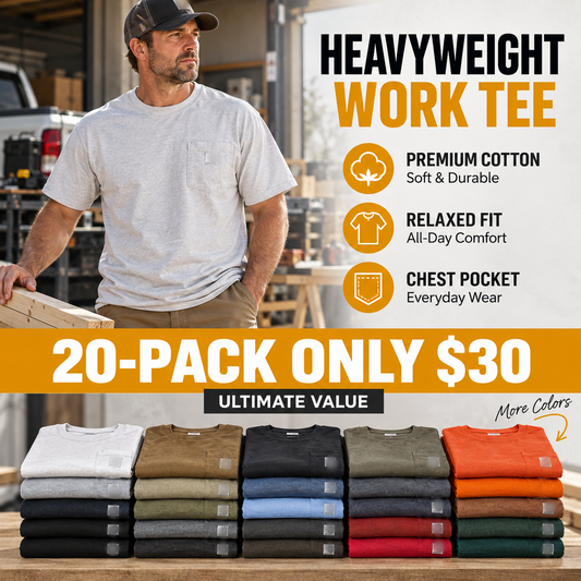 🔥Men's Heavyweight Cotton Pocket T-Shirt – Relaxed Fit Everyday Casual Tee