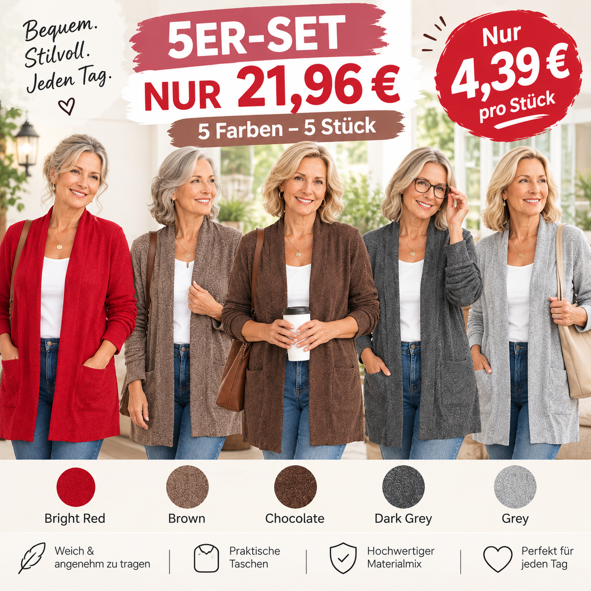 Cardigan für Damen, leichte Cardigans, Herbstmode-Outfits