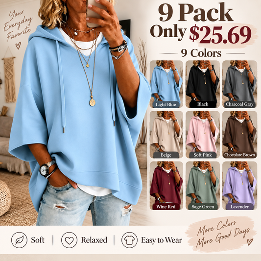 【LAST DAY SALE】Women's Relaxed Layered Cotton Hoodie & Tee Set
