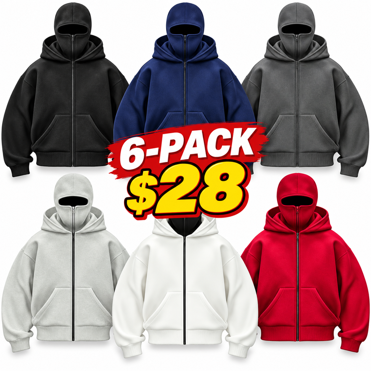 Men’s Windproof Balaclava Hoodie with Built-In Face Cover