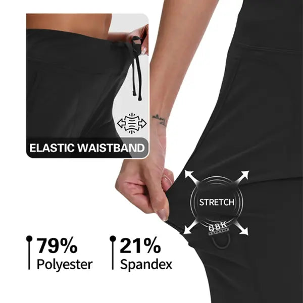 Women's Yoga Scrub Pants - 4-Way Stretch Work Pants with 5 Pockets