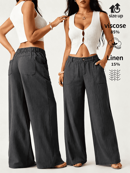 Women's High Waist Linen Palazzo Wide Leg Pants