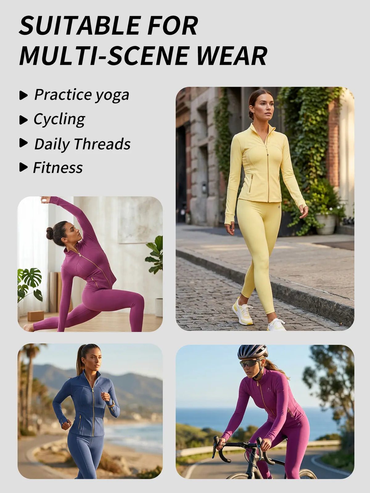 Women's Gold-Color Zip-Up Jacket & Yoga Leggings Set
