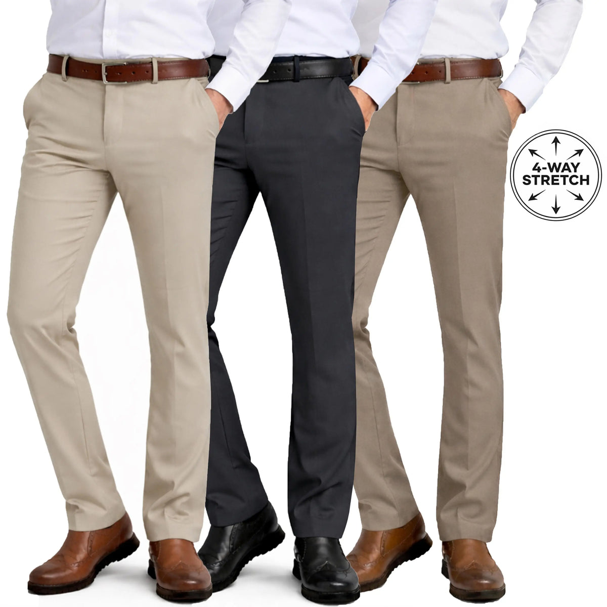 Men's Slim Fit Dress Pants with Flex Stretch Fabric