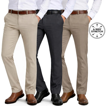Men's Slim Fit Dress Pants with Flex Stretch Fabric