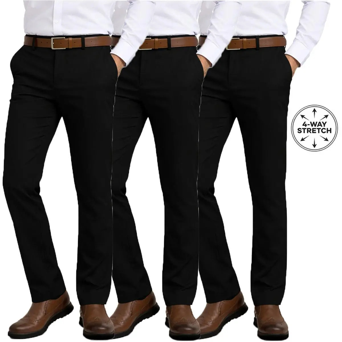 Men's Slim Fit Dress Pants with Flex Stretch Fabric
