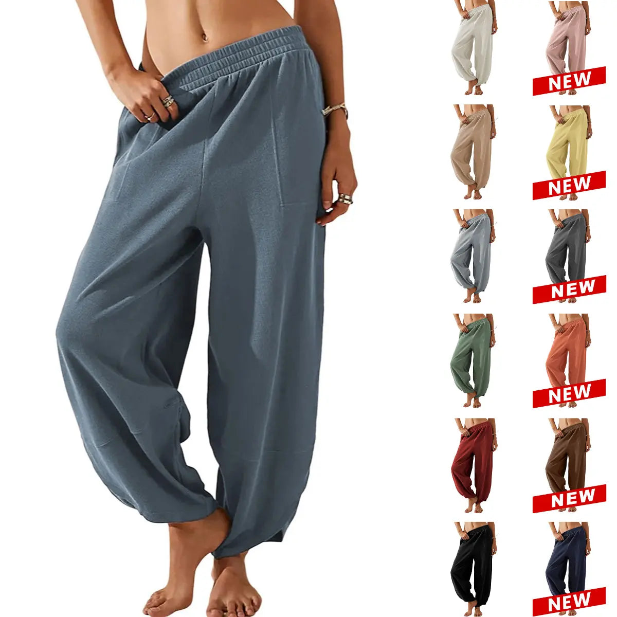 Women's Elastic Waist Wide Leg Palazzo Pants