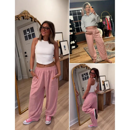 Women's Elastic Waist Wide Leg Palazzo Pants