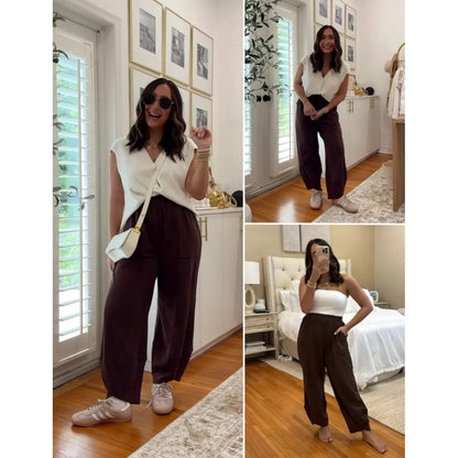 Women's Elastic Waist Wide Leg Palazzo Pants