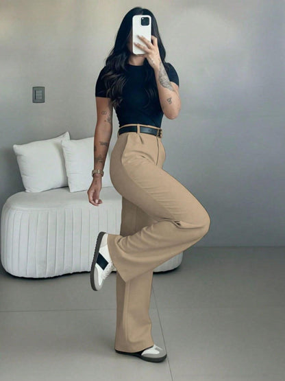 Women's High Waist Straight Leg Suit Pants