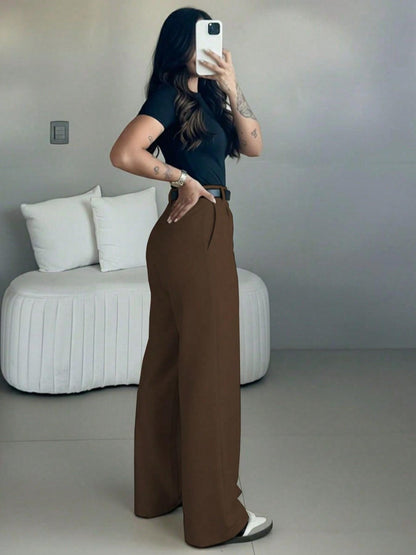 Women's High Waist Straight Leg Suit Pants