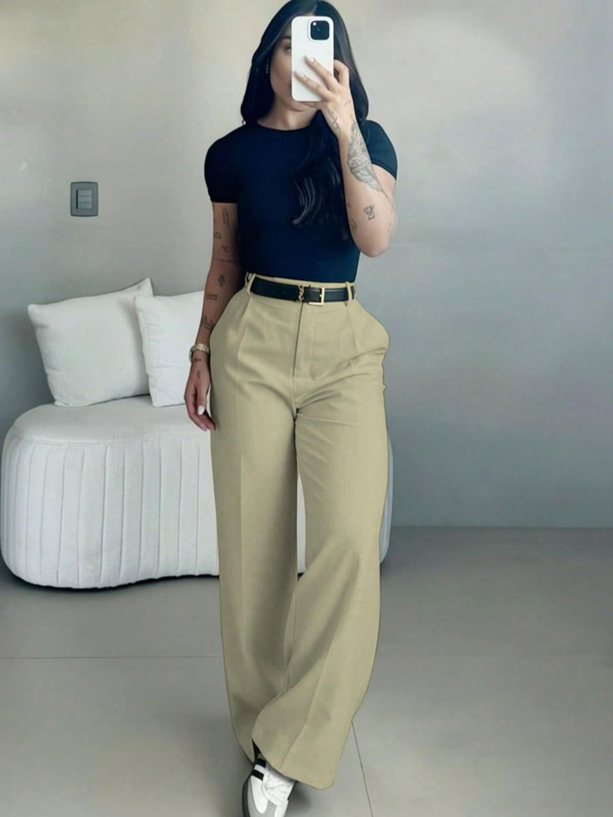 Women's High Waist Straight Leg Suit Pants