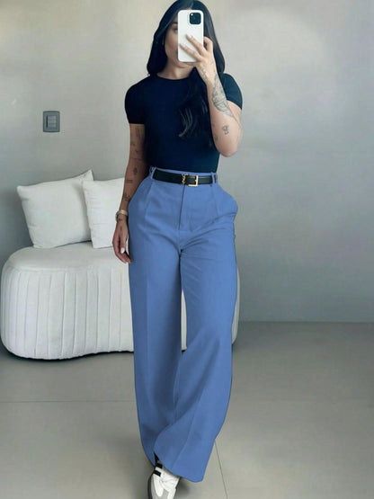 Women's High Waist Straight Leg Suit Pants