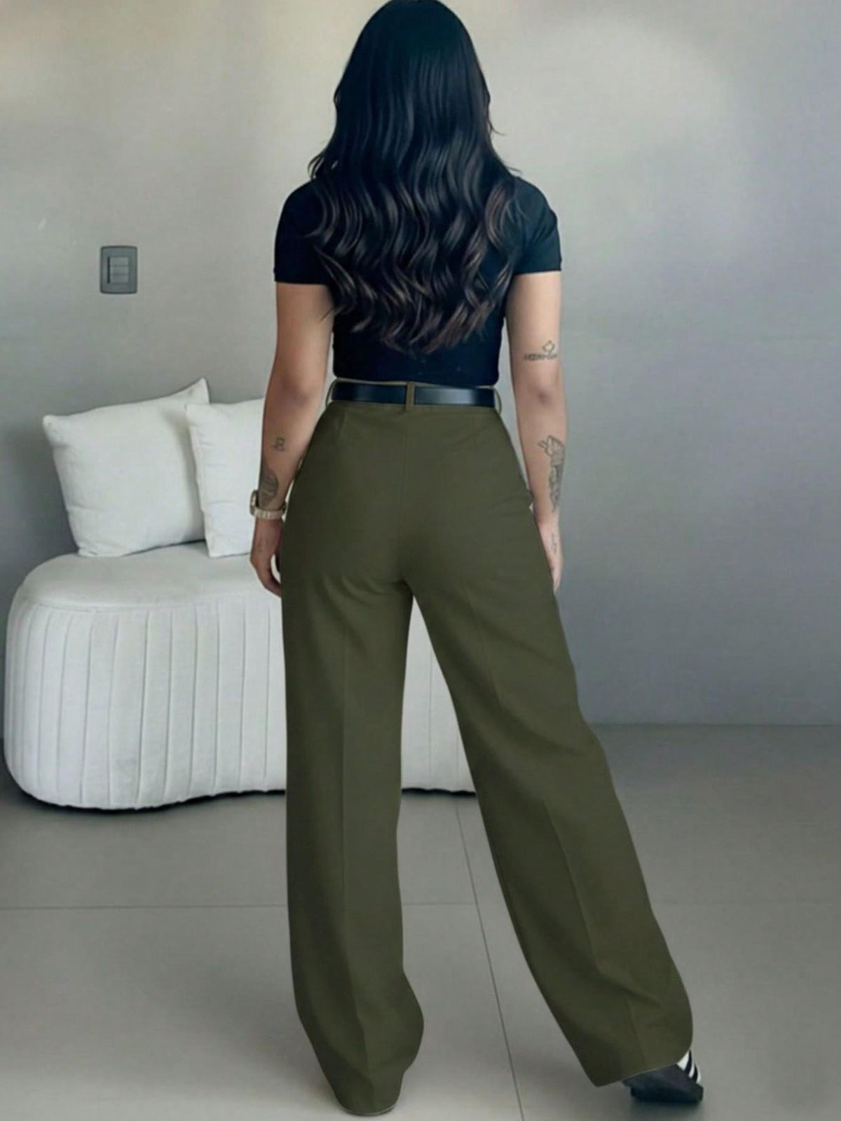 Women's High Waist Straight Leg Suit Pants