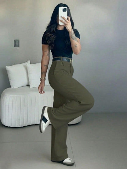 Women's High Waist Straight Leg Suit Pants