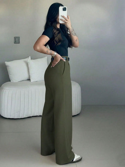 Women's High Waist Straight Leg Suit Pants